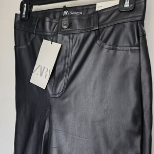 Zara Hi-Rise Black Faux Leather Pants